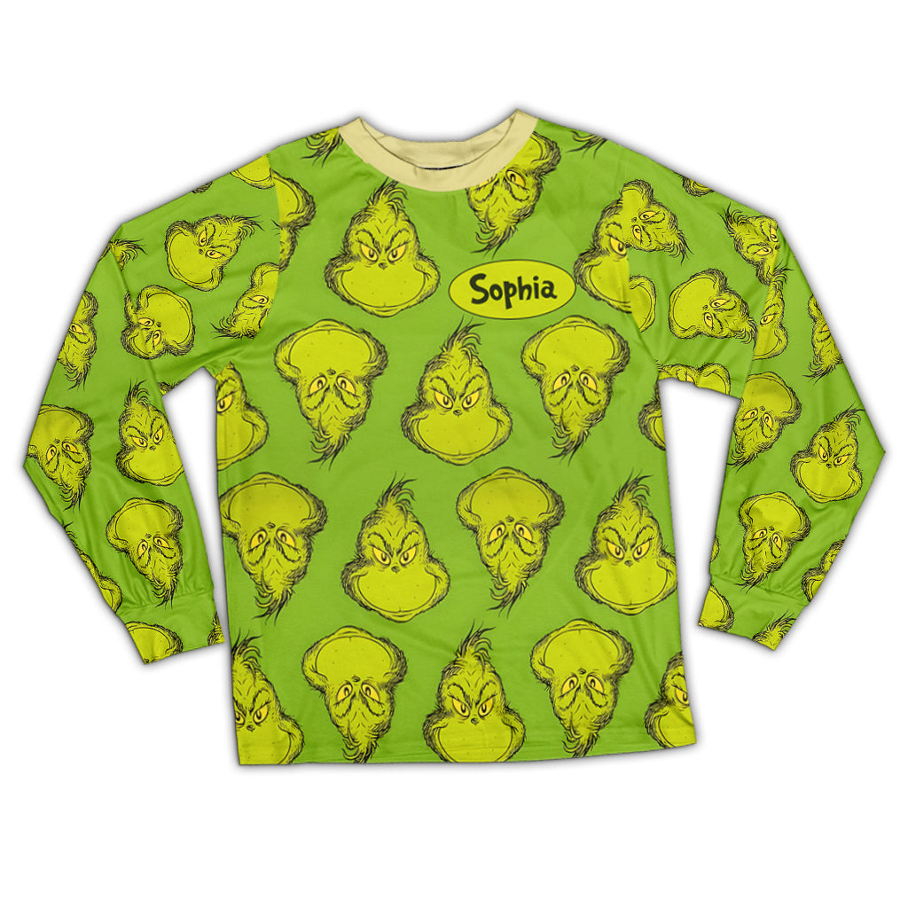 Ensemble pyjama de Noël vert avec étole personnalisée