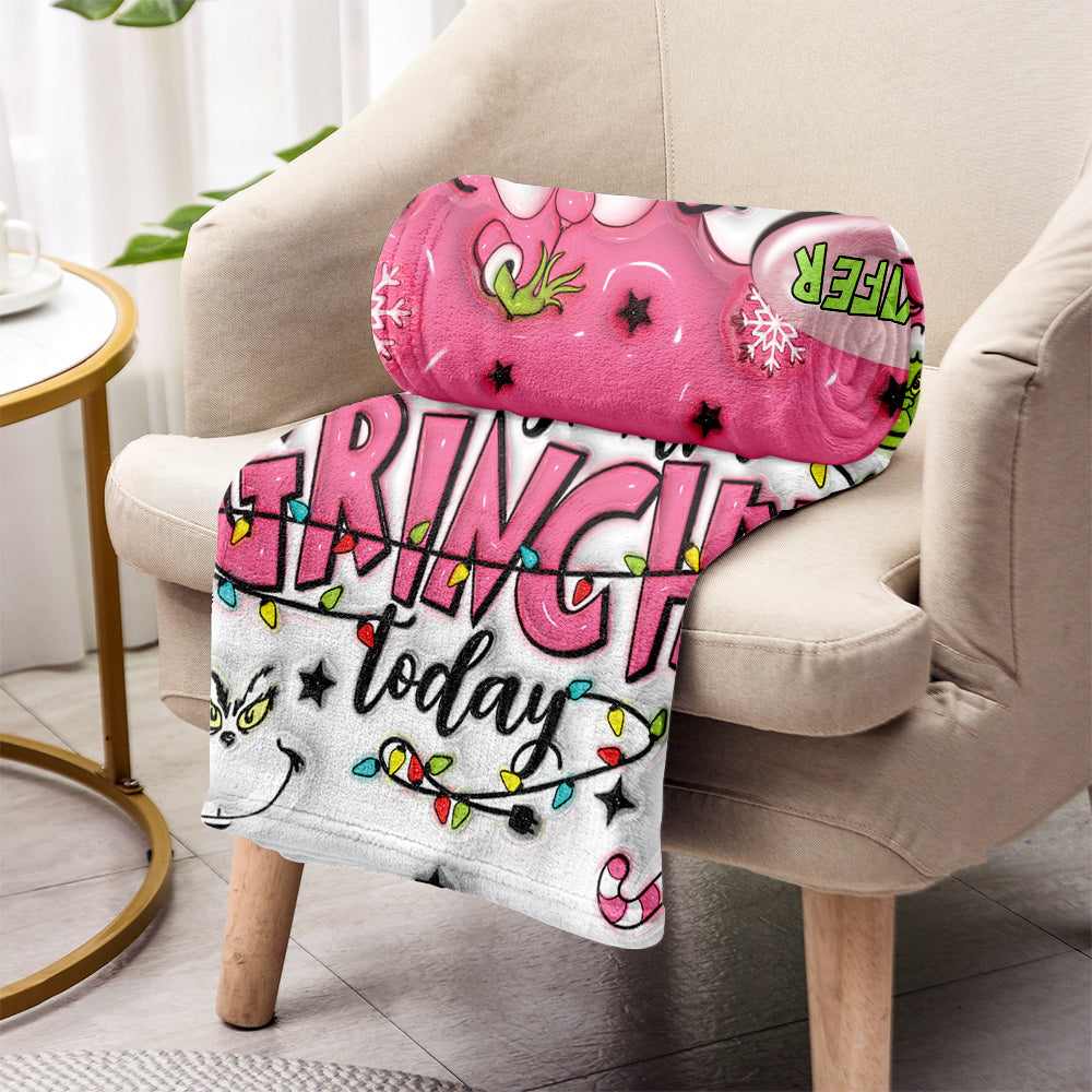 Custom Any Name Feeling Extra Grinchy Today - Personalized Stole Christmas Blanket