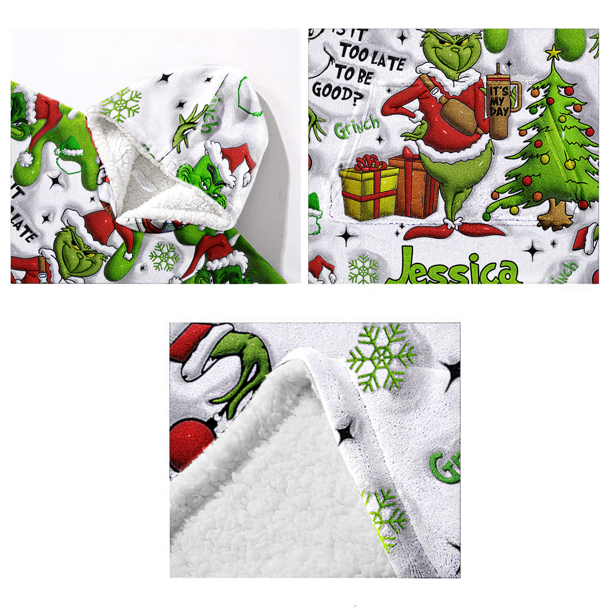 Merry Grinchmas - Personalized Stole Christmas Blanket Hoodie