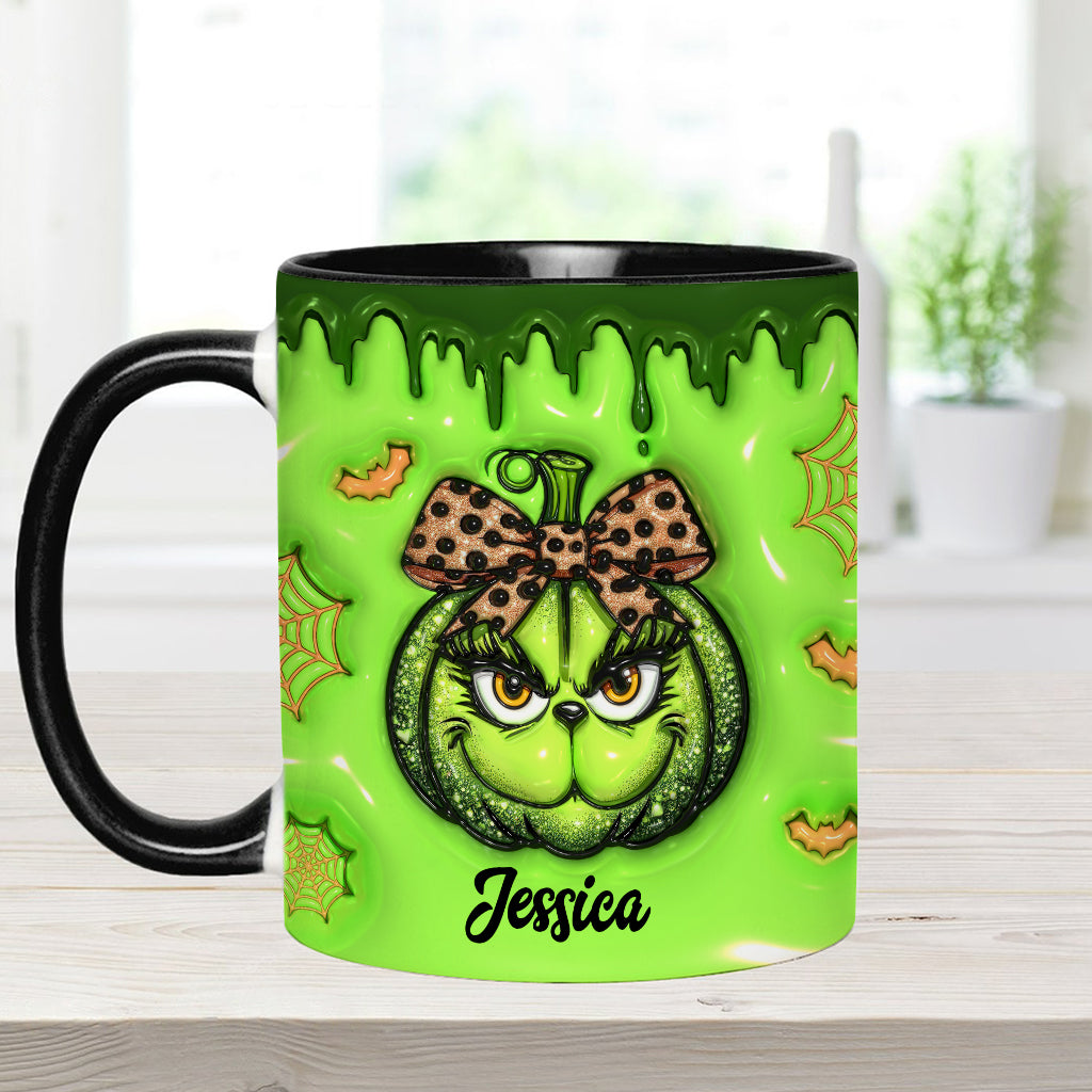 Mug décoratif de Noël personnalisé avec étole et citrouille verte