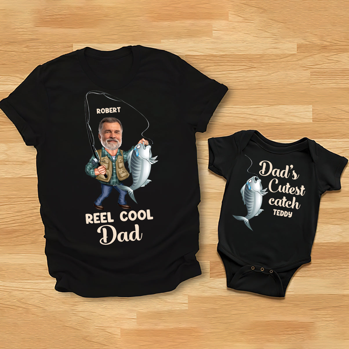 Papa cool - T-shirt de pêche personnalisé et body bébé