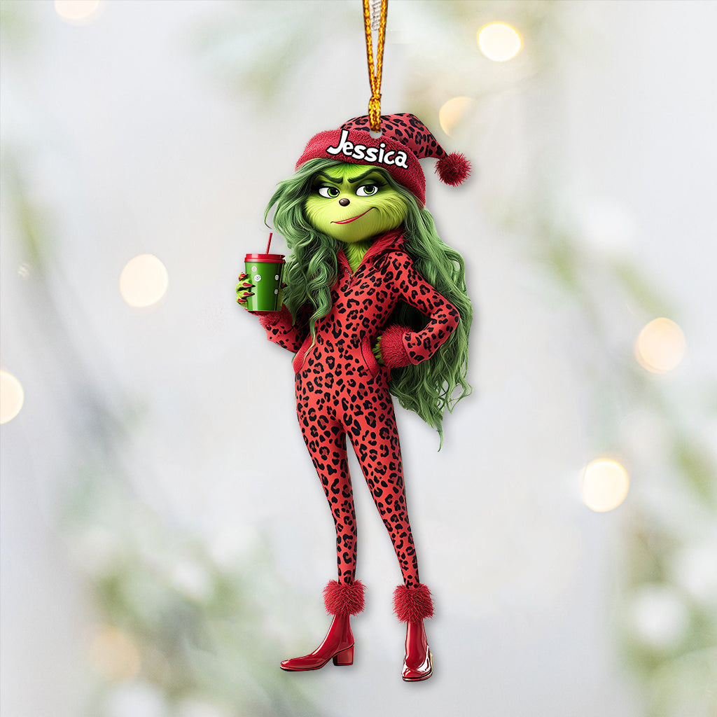 Belle Dame Grinch - Étole de Noël personnalisée - Ornement transparent