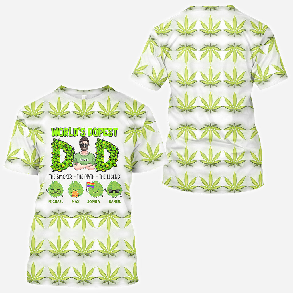Papa le plus cool du monde - T-shirt personnalisé avec motif cannabis.