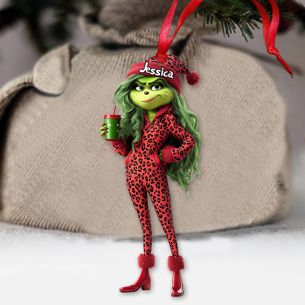 Belle Dame Grinch - Étole de Noël personnalisée - Ornement transparent