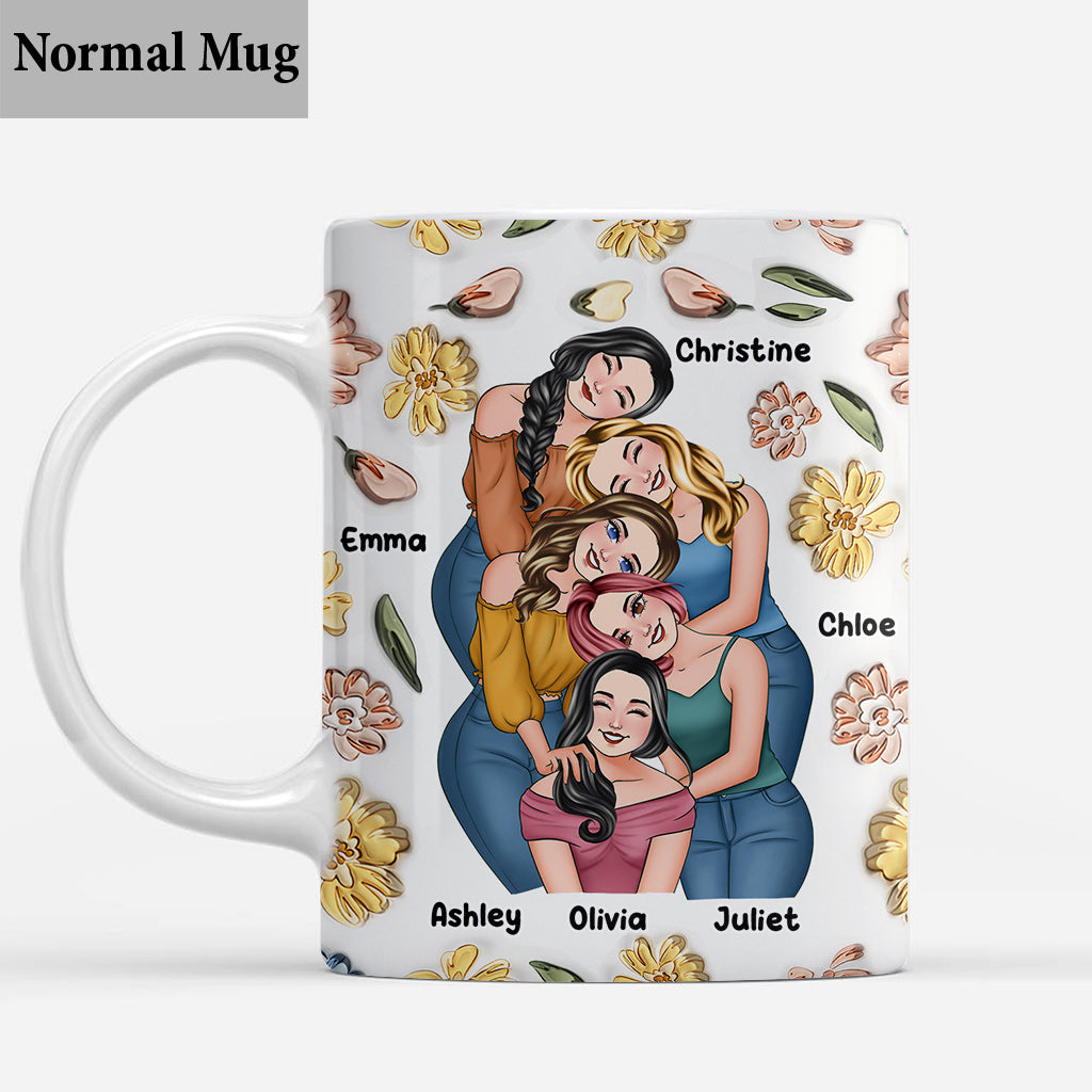 Mug personnalisé « Meilleures amies pour toujours » à motif floral - Mug personnalisé pour meilleures amies