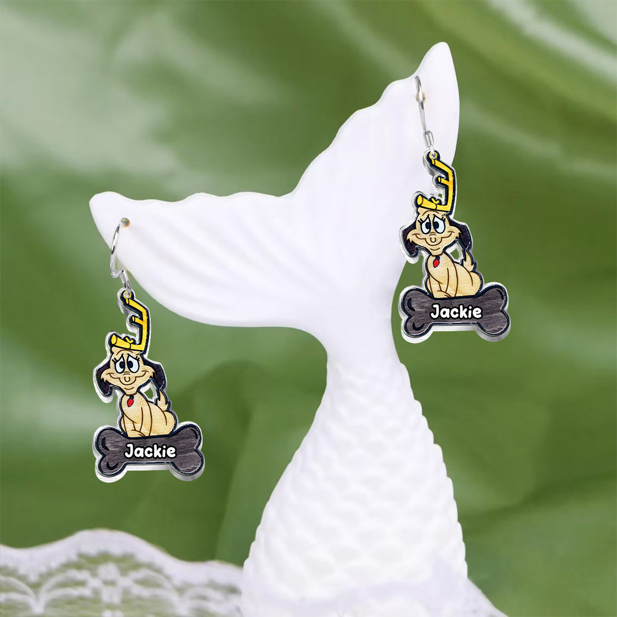 Le Chien - Boucles d'oreilles étole de Noël personnalisées