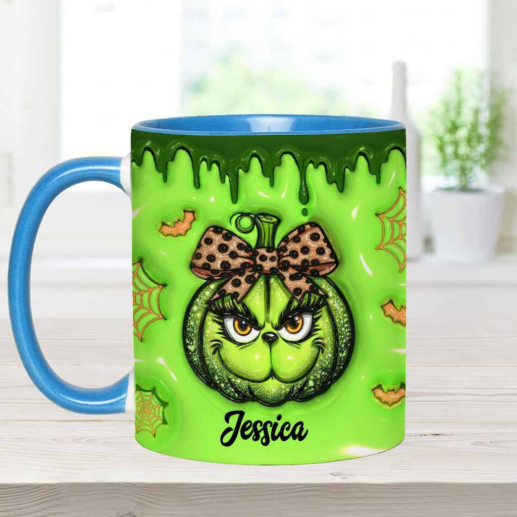 Mug décoratif de Noël personnalisé avec étole et citrouille verte