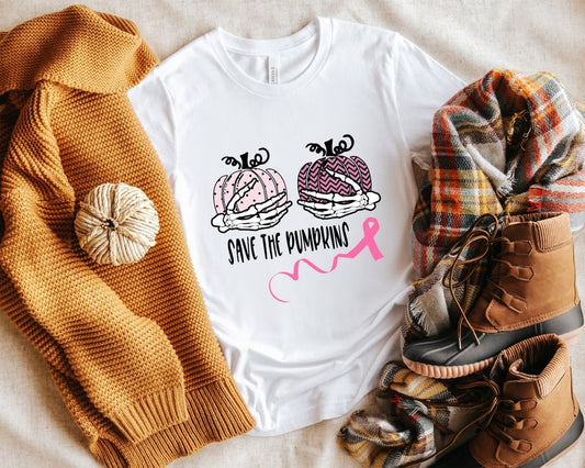 T-shirt et sweat à capuche « Sauvez les citrouilles » pour la sensibilisation au cancer du sein 0924