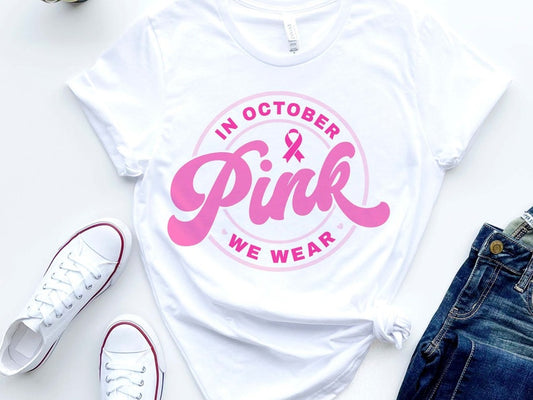 En octobre, nous portons du rose ! T-shirt et sweat-shirt de sensibilisation au cancer du sein (0924)