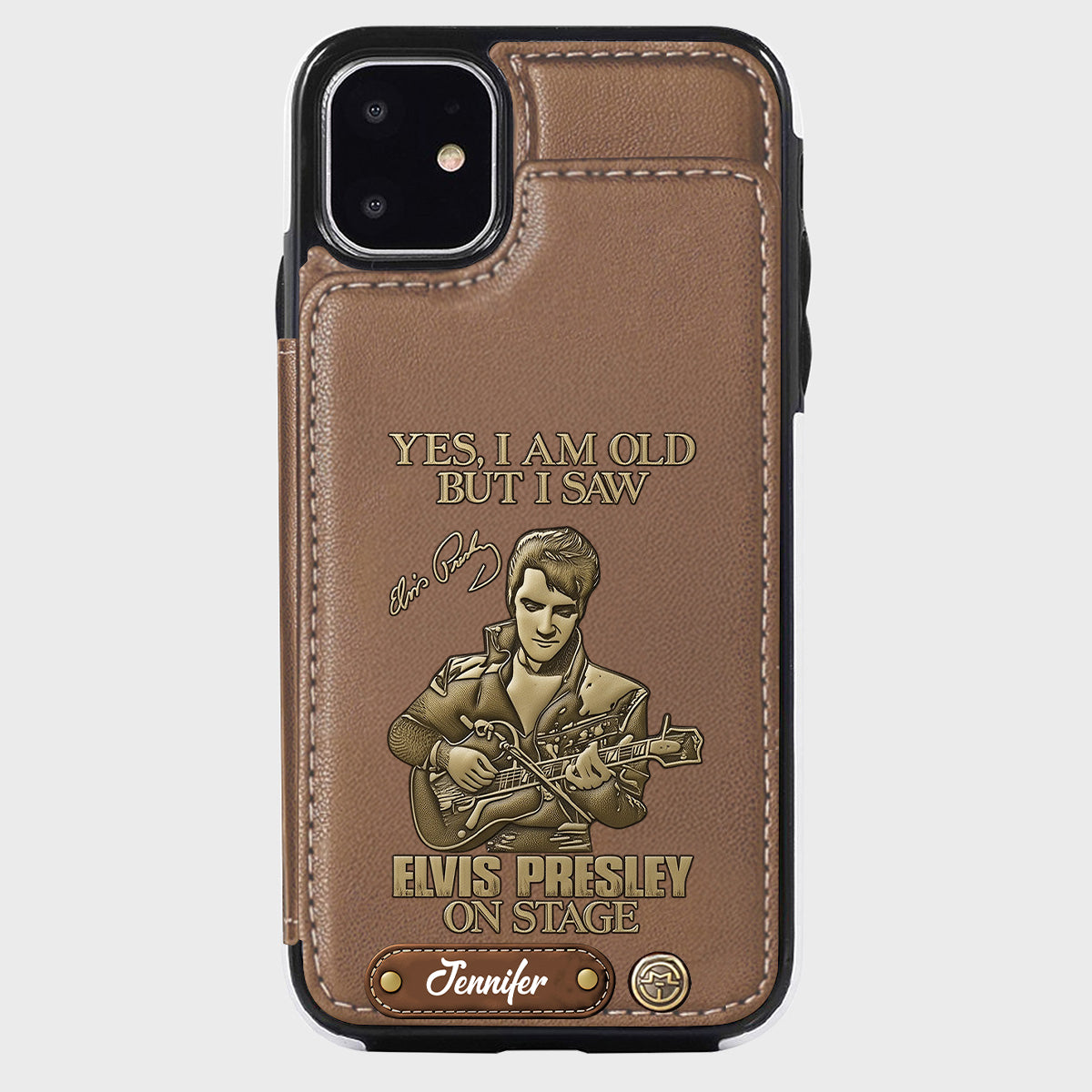 Oui, je suis vieux, mais j'ai vu Elvis Presley sur scène - Étui portefeuille/téléphone personnalisé Roi du Rock and Roll