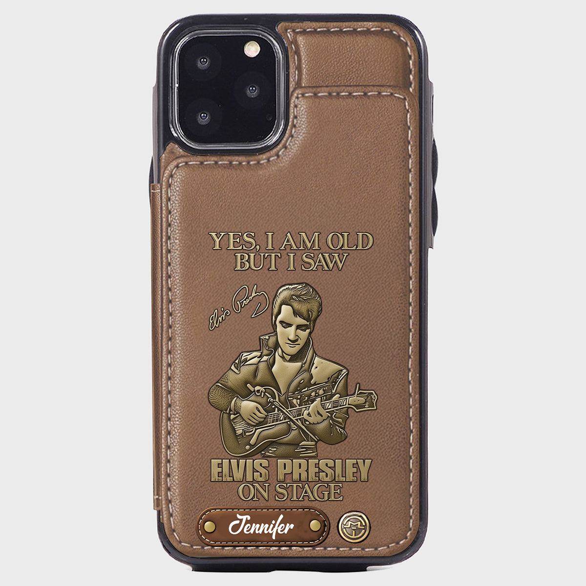 Oui, je suis vieux, mais j'ai vu Elvis Presley sur scène - Étui portefeuille/téléphone personnalisé Roi du Rock and Roll
