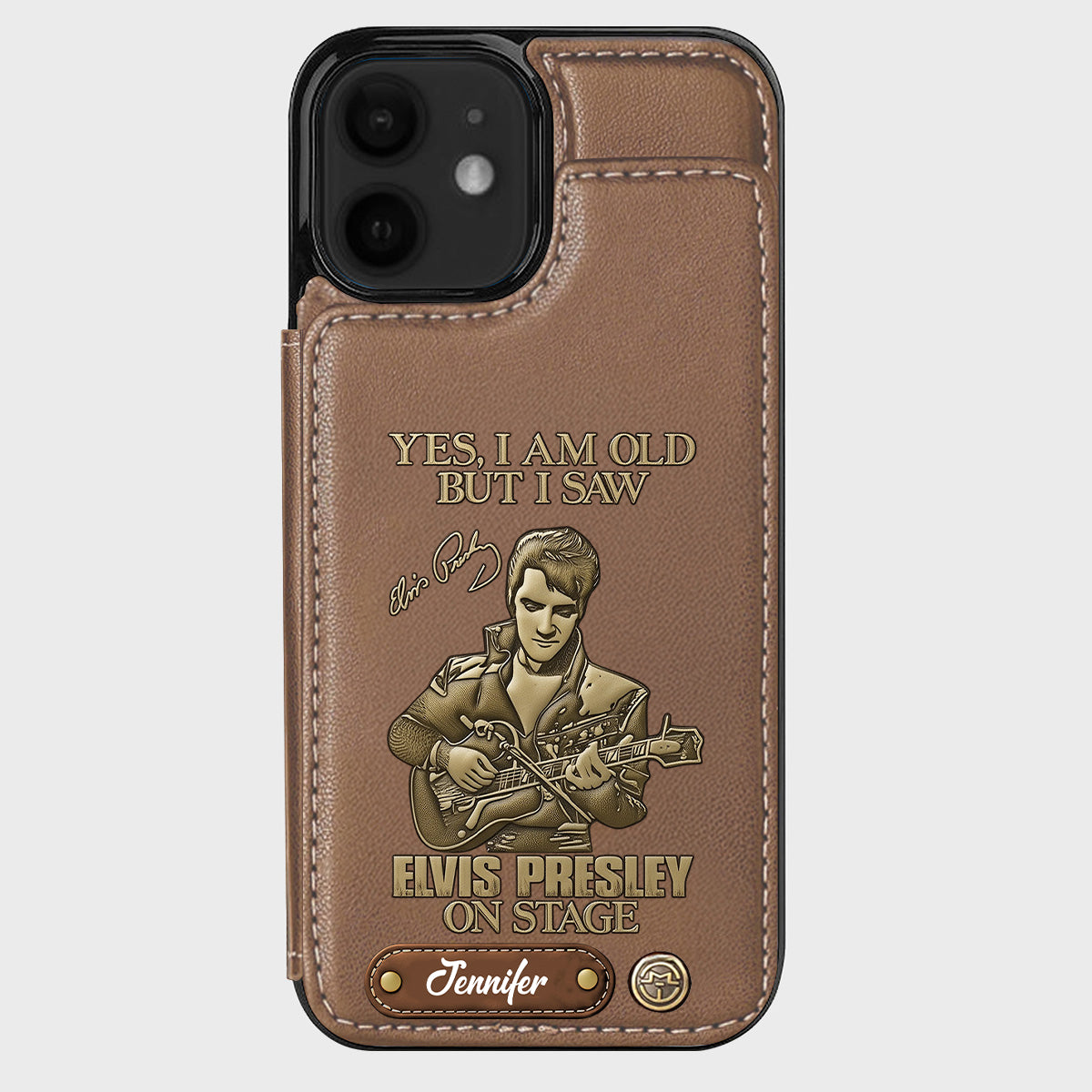 Oui, je suis vieux, mais j'ai vu Elvis Presley sur scène - Étui portefeuille/téléphone personnalisé Roi du Rock and Roll