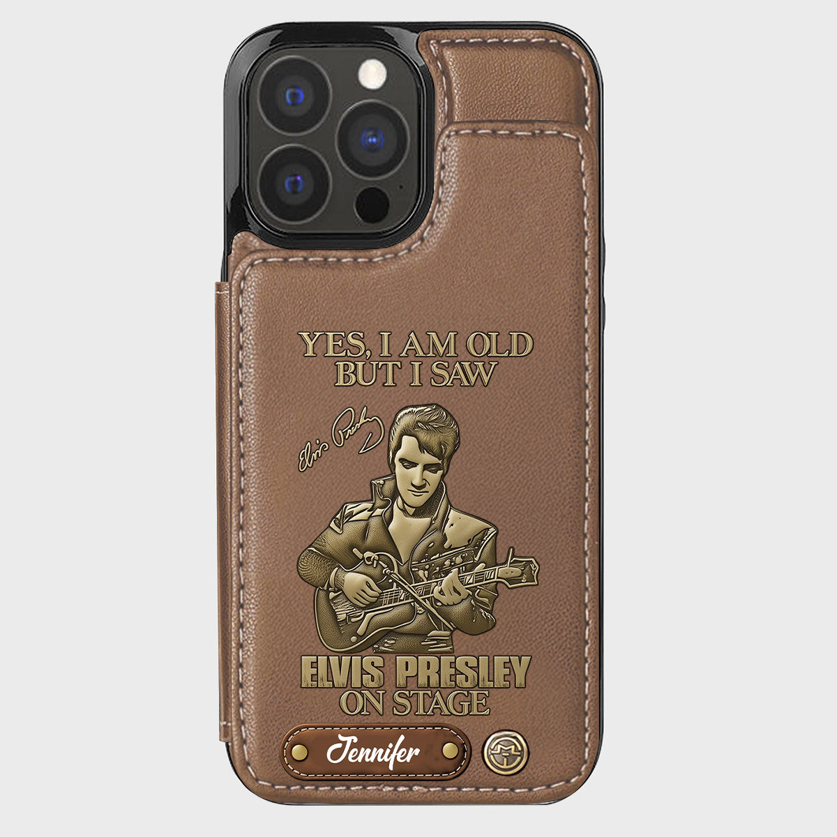 Oui, je suis vieux, mais j'ai vu Elvis Presley sur scène - Étui portefeuille/téléphone personnalisé Roi du Rock and Roll