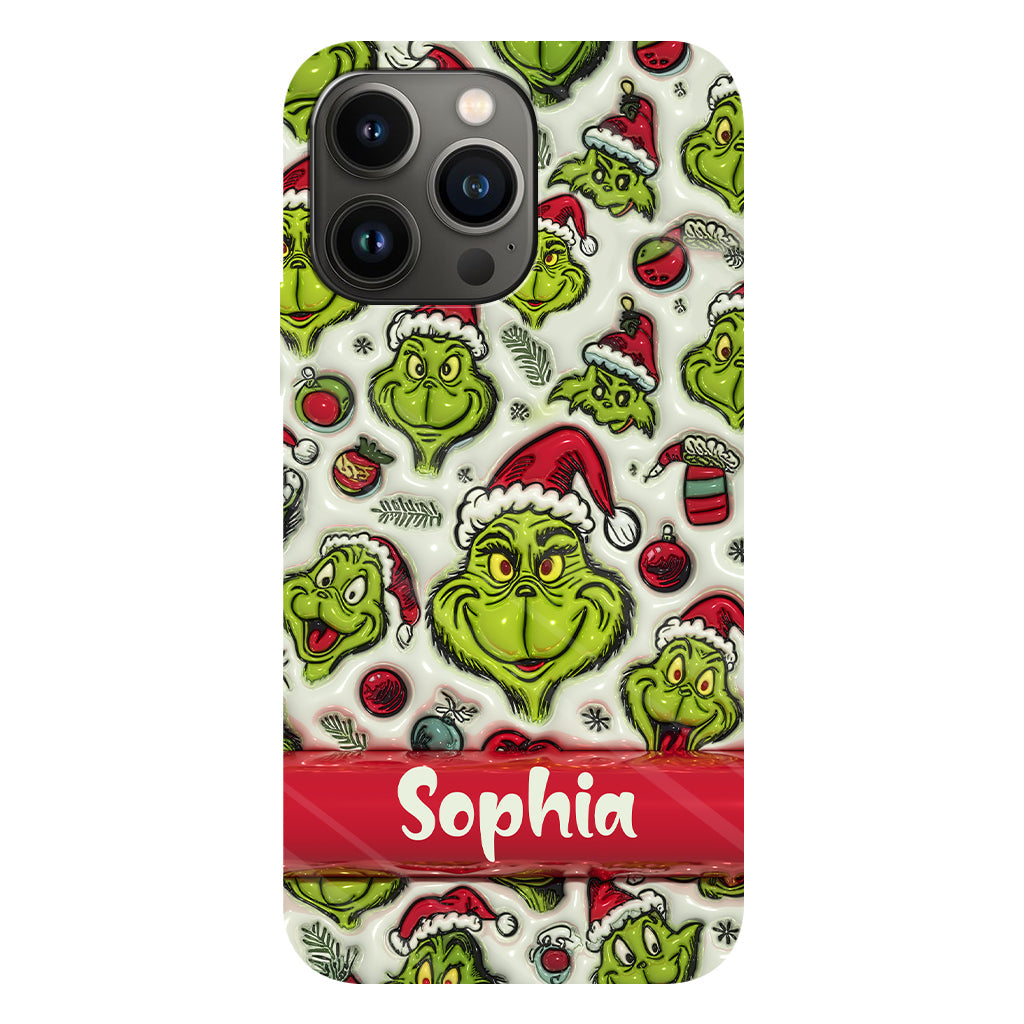 Coque de téléphone personnalisée avec motif étole de Noël et personnage vert