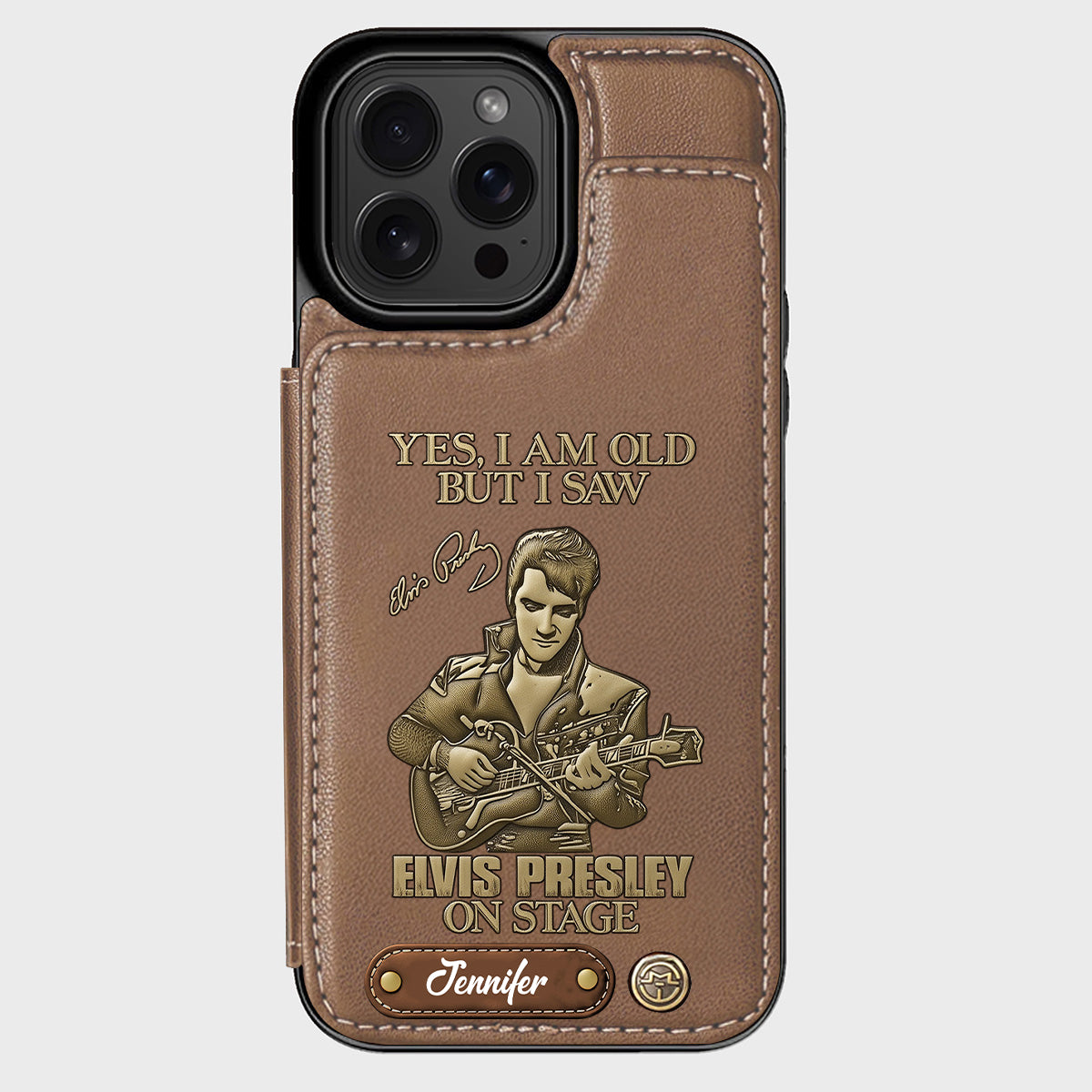 Oui, je suis vieux, mais j'ai vu Elvis Presley sur scène - Étui portefeuille/téléphone personnalisé Roi du Rock and Roll