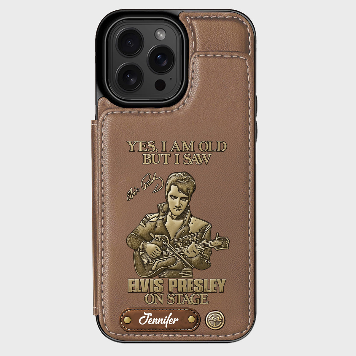 Oui, je suis vieux, mais j'ai vu Elvis Presley sur scène - Étui portefeuille/téléphone personnalisé Roi du Rock and Roll