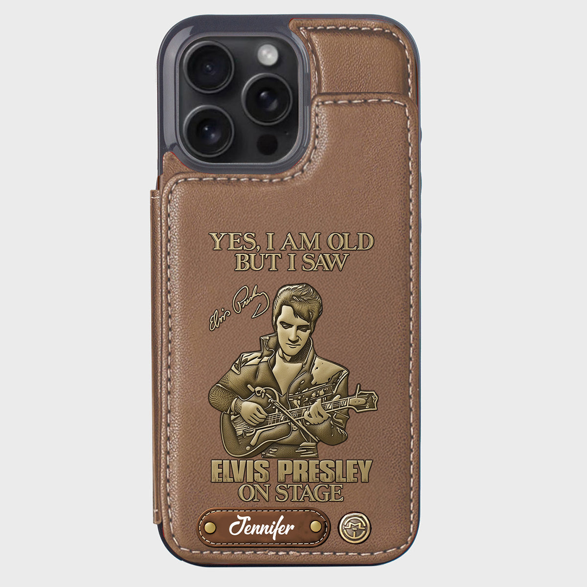 Oui, je suis vieux, mais j'ai vu Elvis Presley sur scène - Étui portefeuille/téléphone personnalisé Roi du Rock and Roll