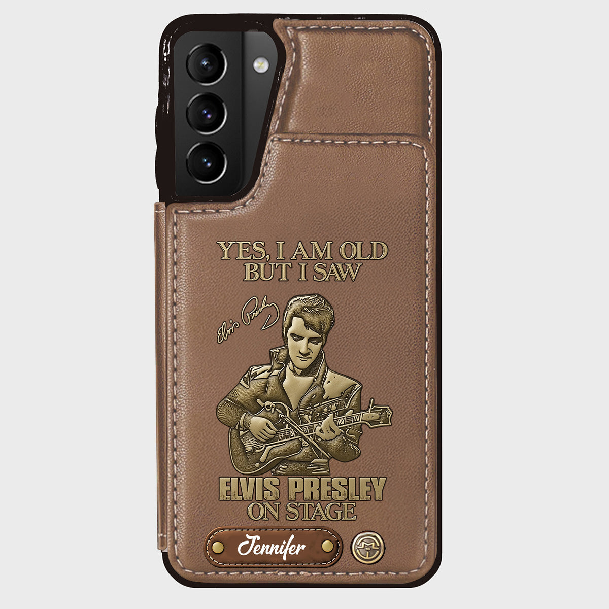 Oui, je suis vieux, mais j'ai vu Elvis Presley sur scène - Étui portefeuille/téléphone personnalisé Roi du Rock and Roll