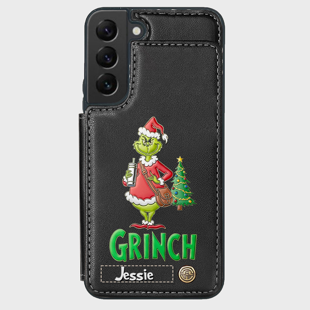 Joyeux Grinchmas - Étui portefeuille/téléphone personnalisé avec étole de Noël
