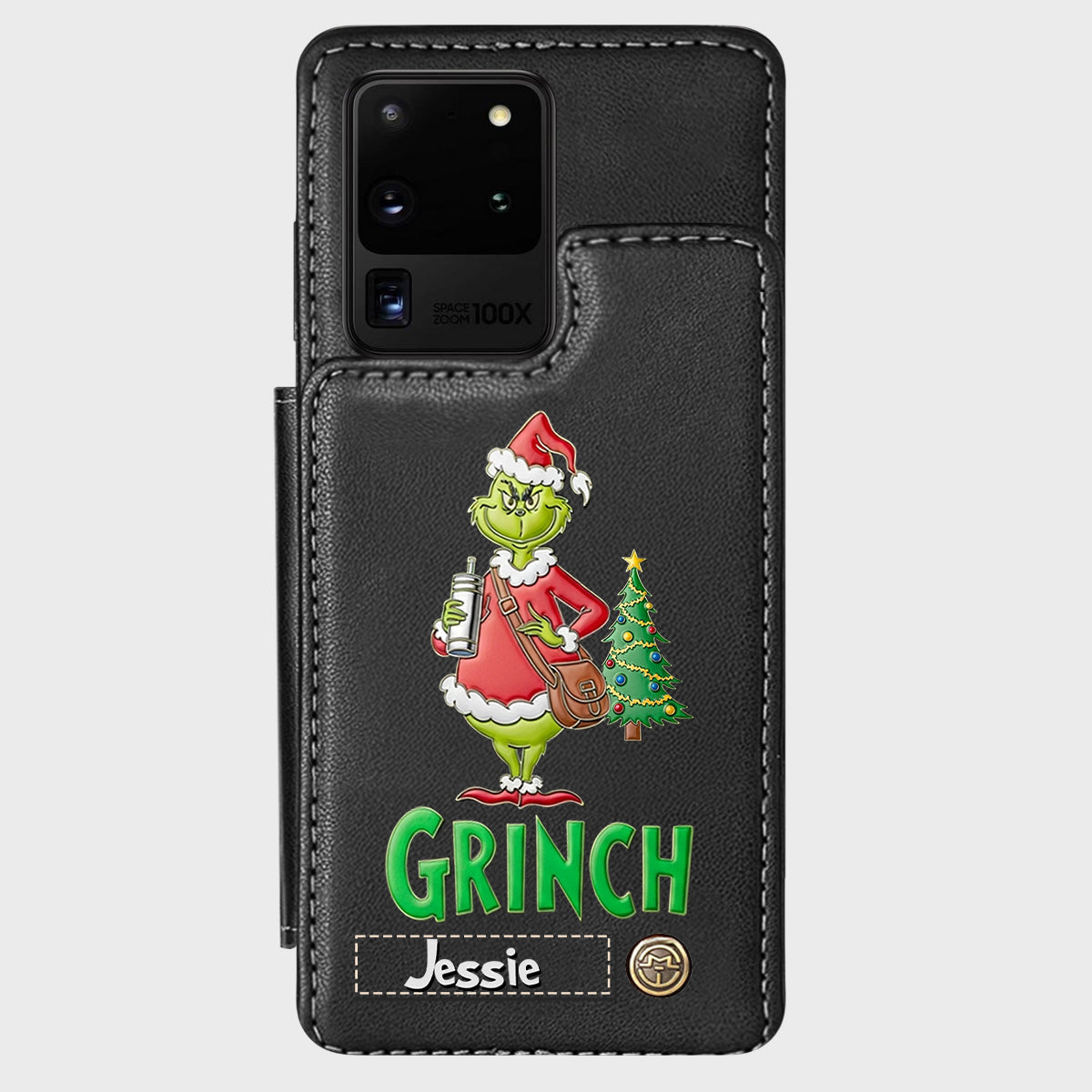 Joyeux Grinchmas - Étui portefeuille/téléphone personnalisé avec étole de Noël