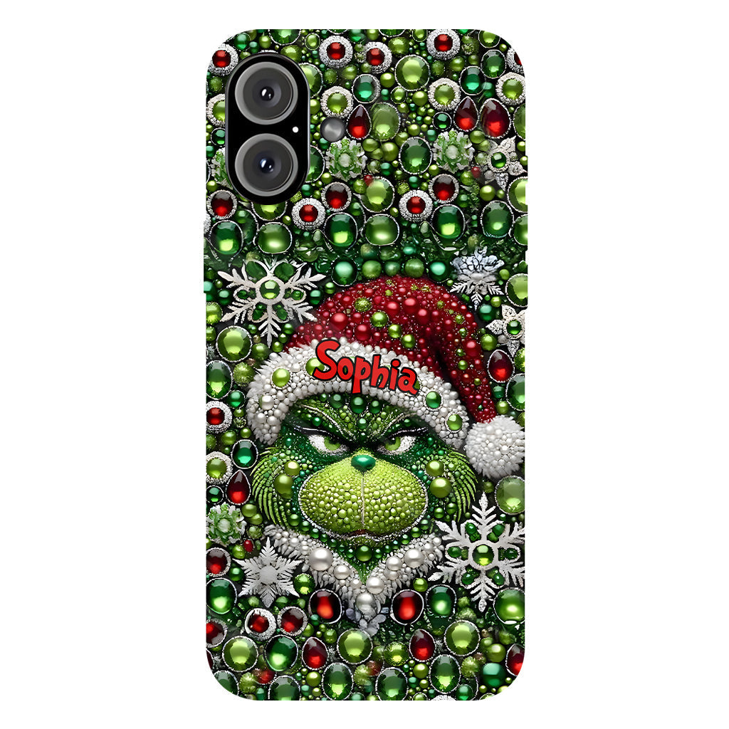 Joyeux Grinchmas - Coque de téléphone personnalisée avec imprimé intégral « Étole de Noël »
