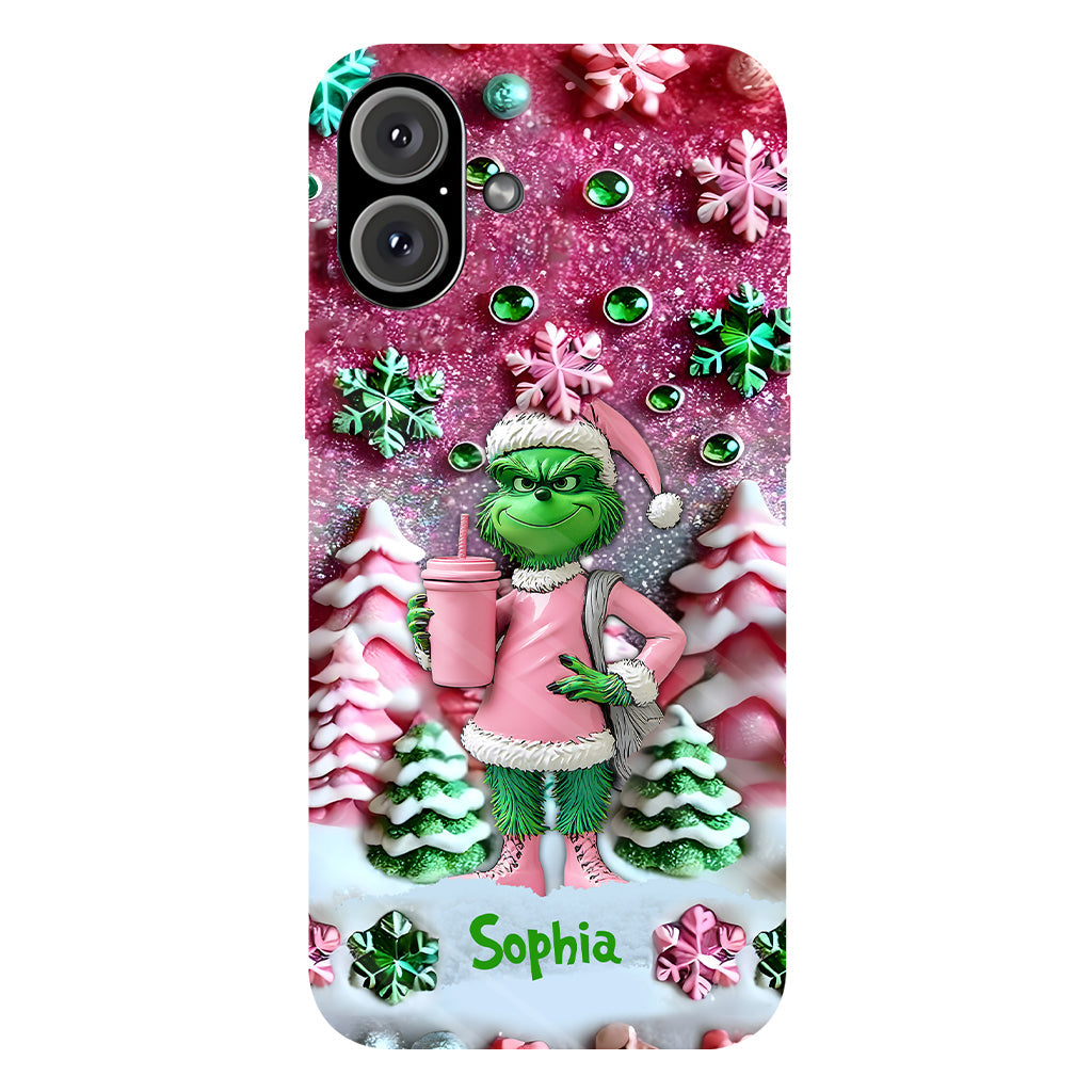 Joyeux Grinchmas - Coque de téléphone personnalisée avec imprimé intégral « Étole de Noël »