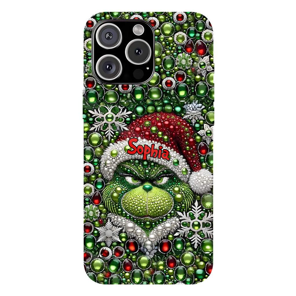 Joyeux Grinchmas - Coque de téléphone personnalisée avec imprimé intégral « Étole de Noël »